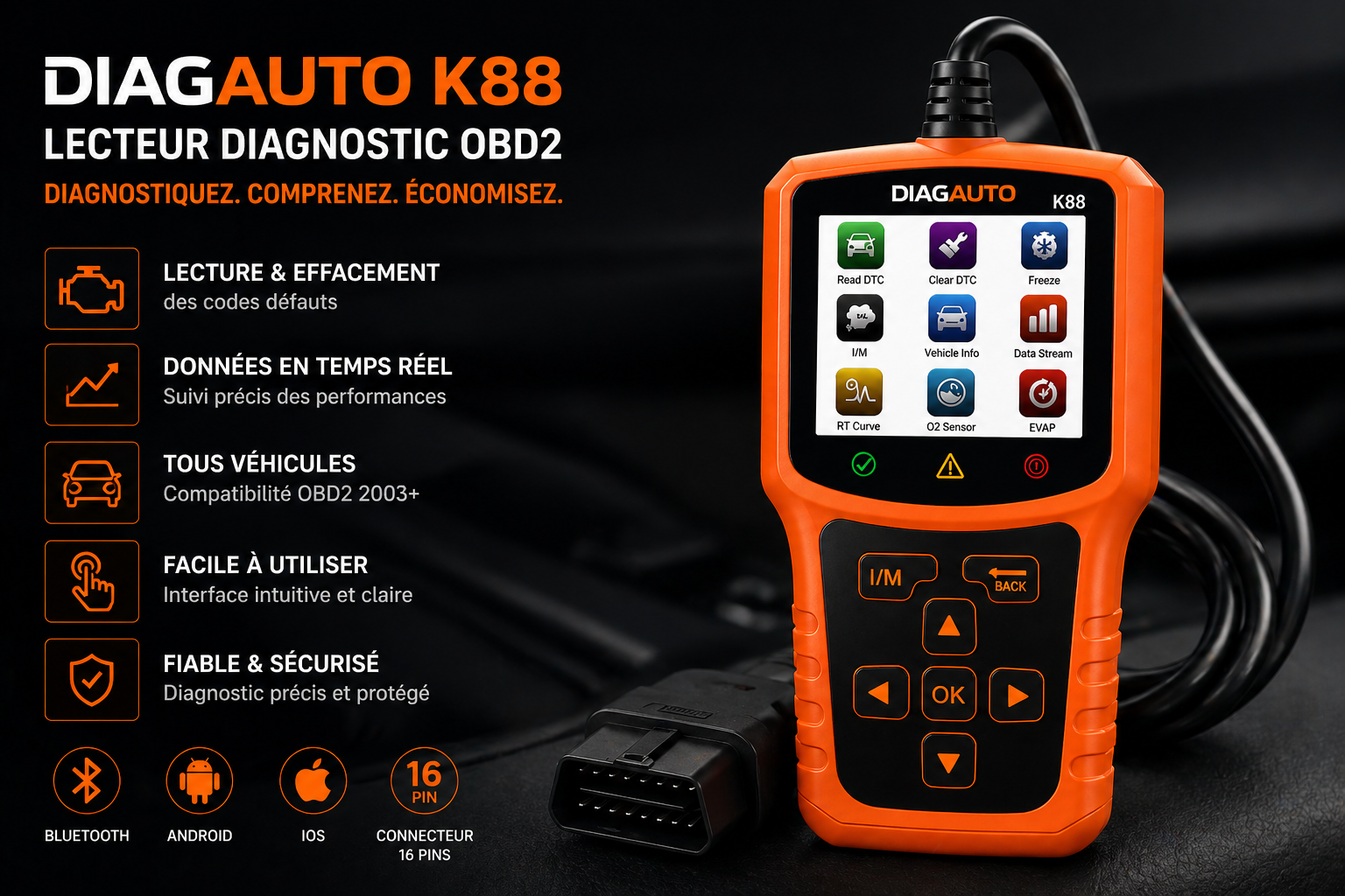 Valise Diagnostic Auto DIAGAUTO-  Professionnelle et Ebook + Méthode